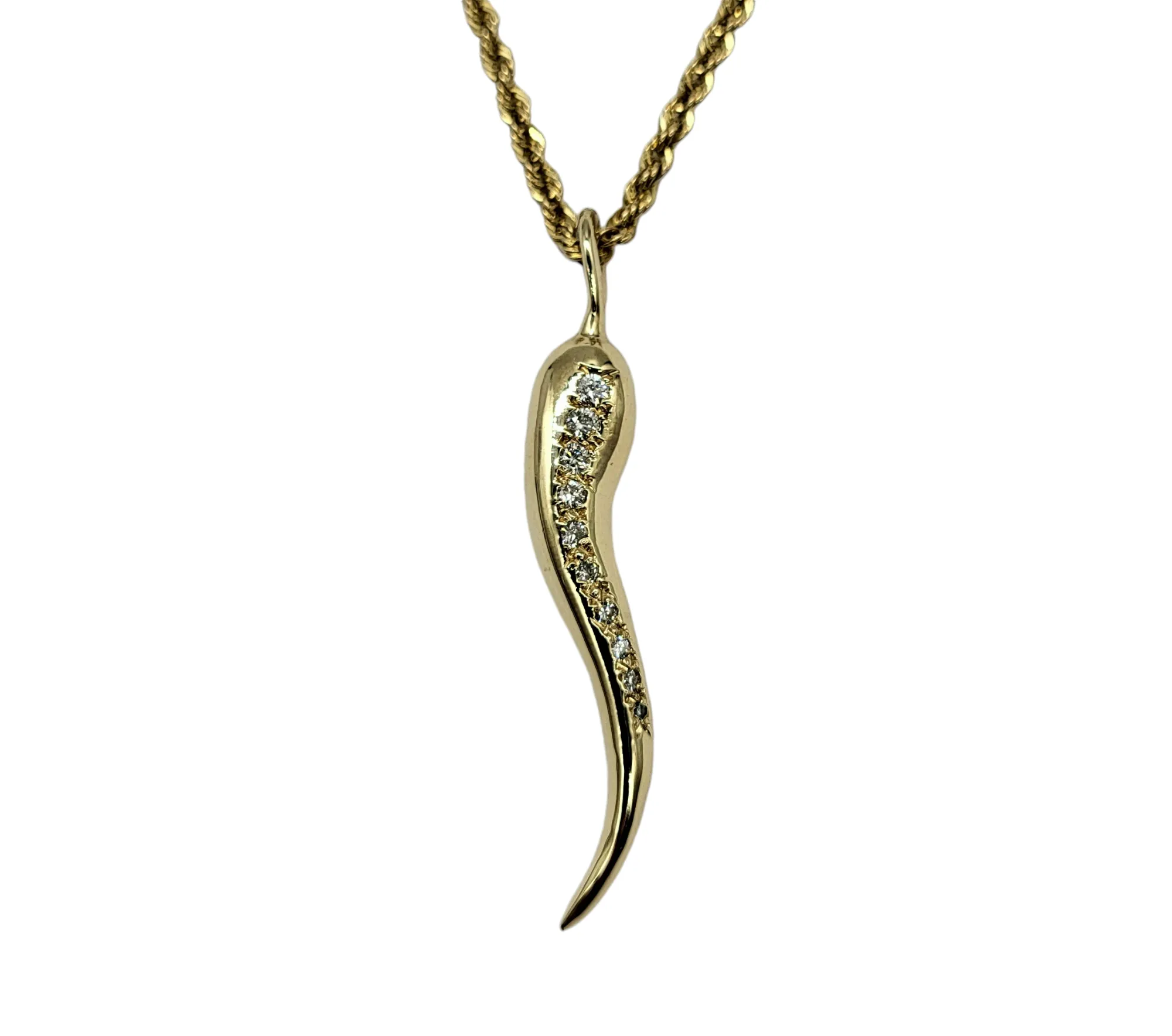 1/2 Carat Diamond Italian Horn Pendant