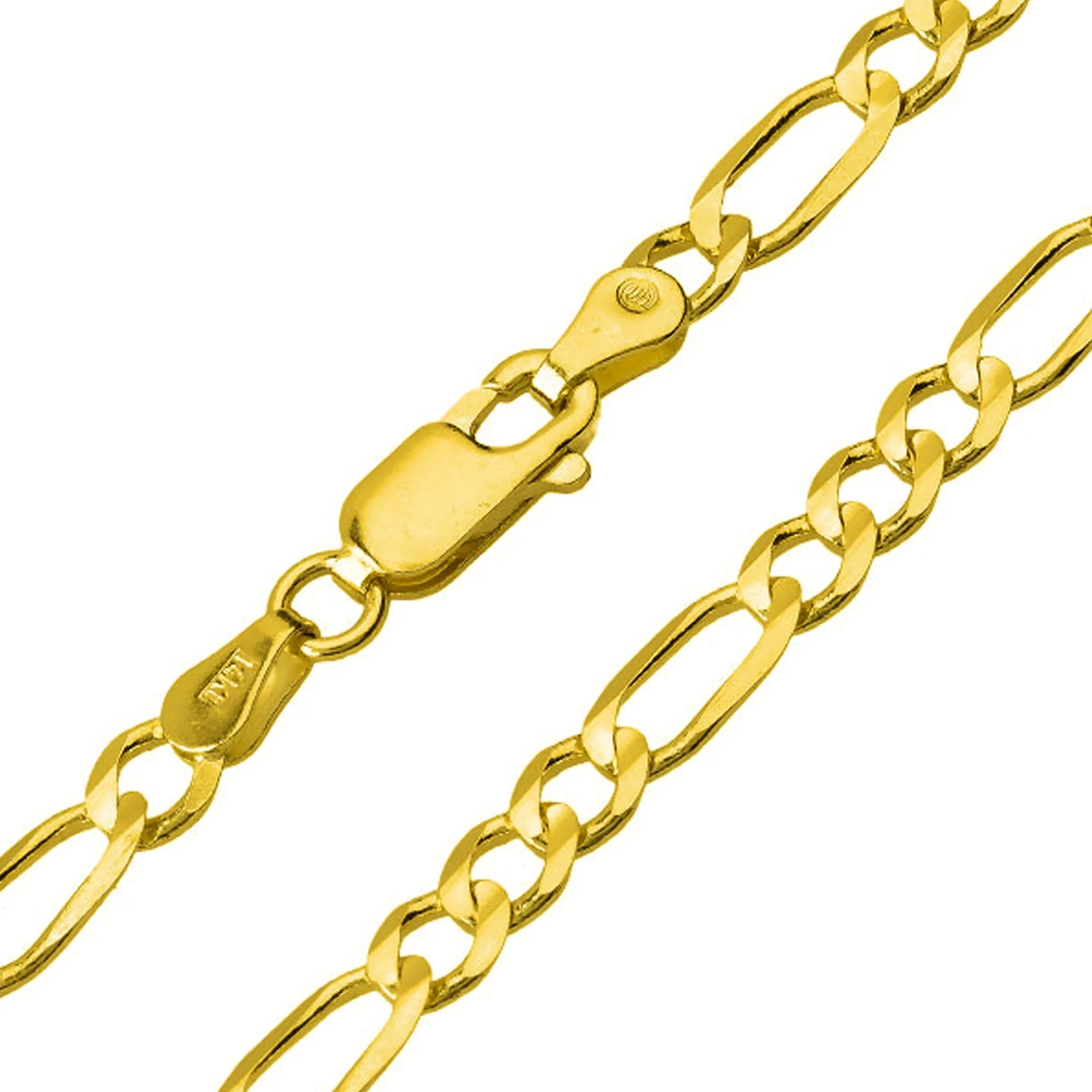 14k Gold High Polished Two Tone Elephant Pendant Necklace with Cable, Curb, or Figaro Chain - Yellow Gold