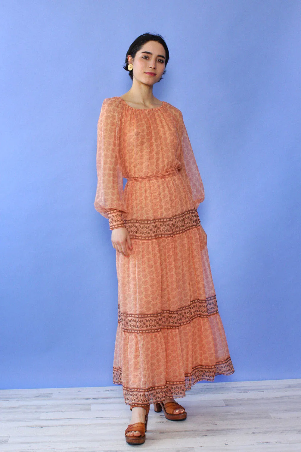 Albert Capraro Desert Rose Chiffon Dress S-L