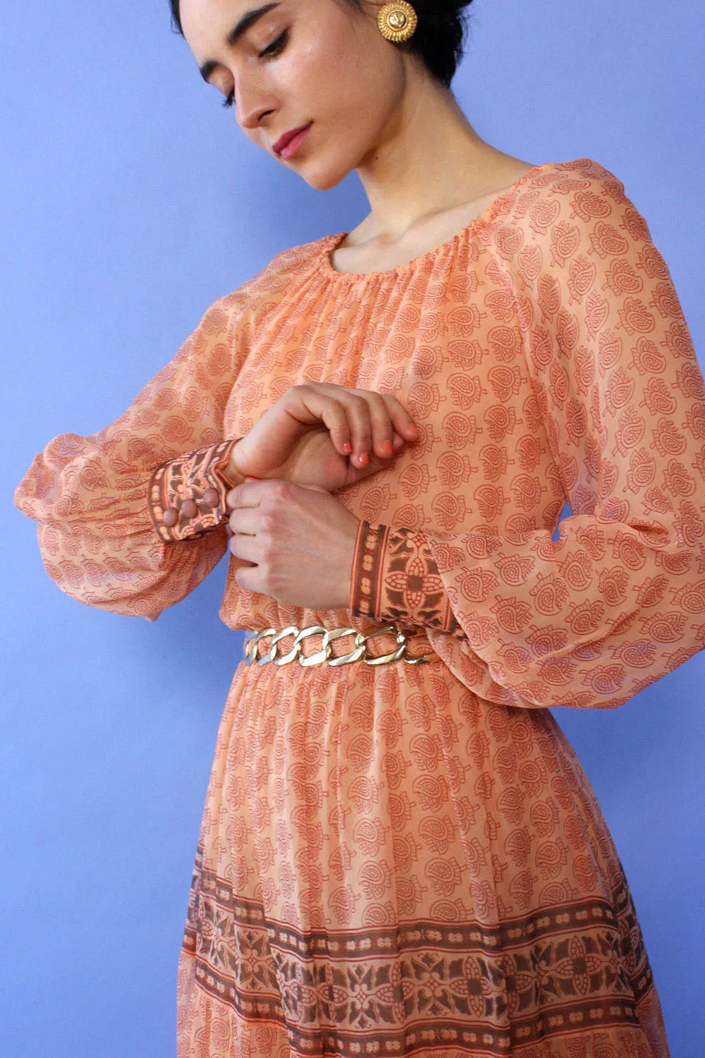 Albert Capraro Desert Rose Chiffon Dress S-L