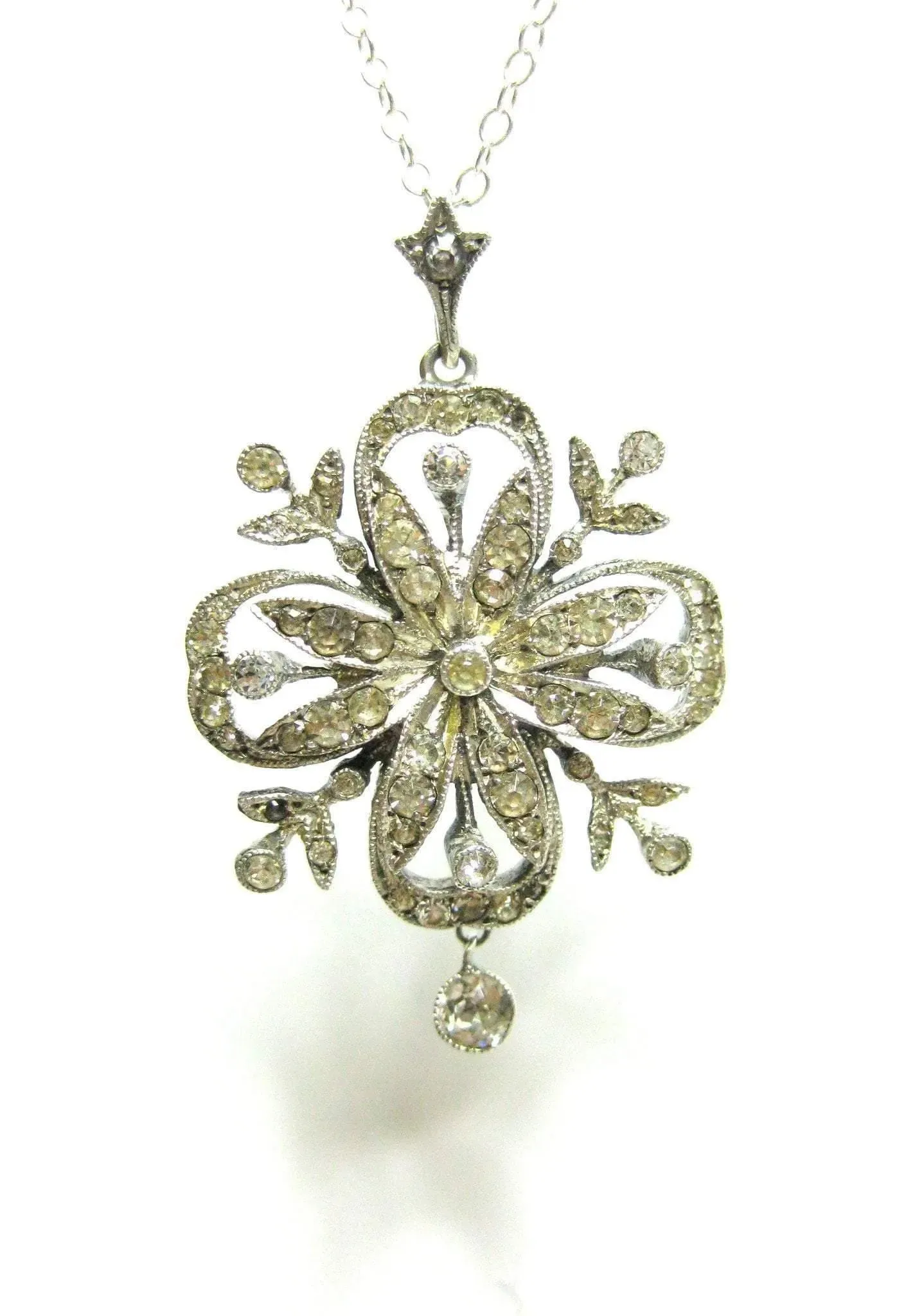 Antique Edwardian Paste Silver Pendant