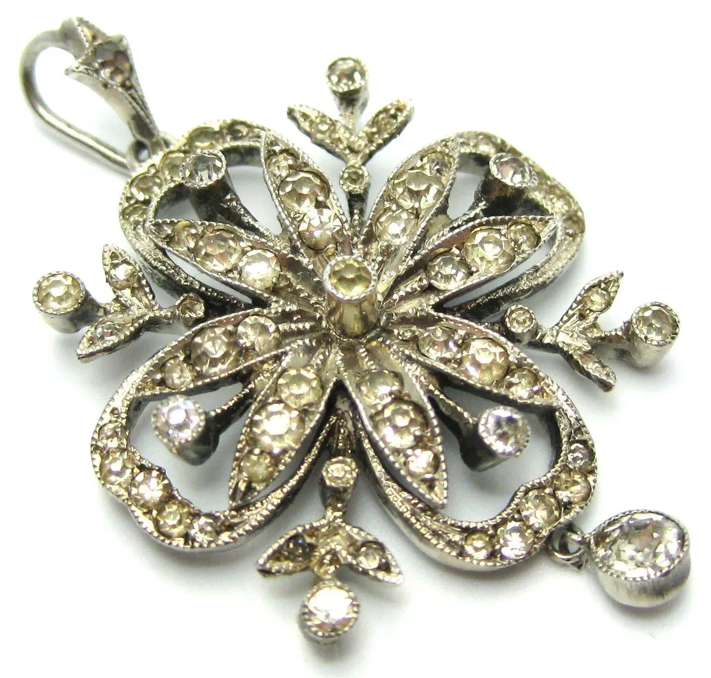 Antique Edwardian Paste Silver Pendant