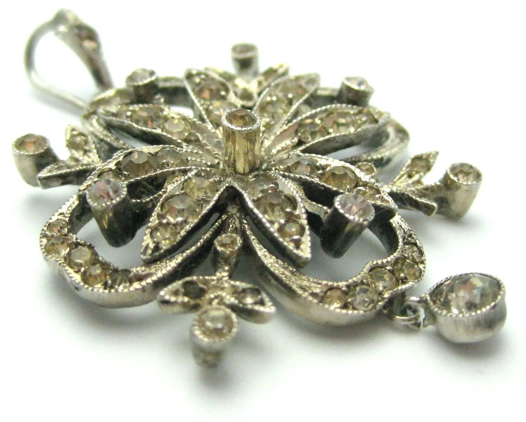 Antique Edwardian Paste Silver Pendant