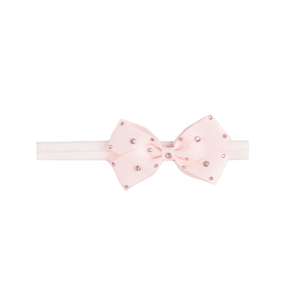 Baby Crystal Bow Headband - Light Pink