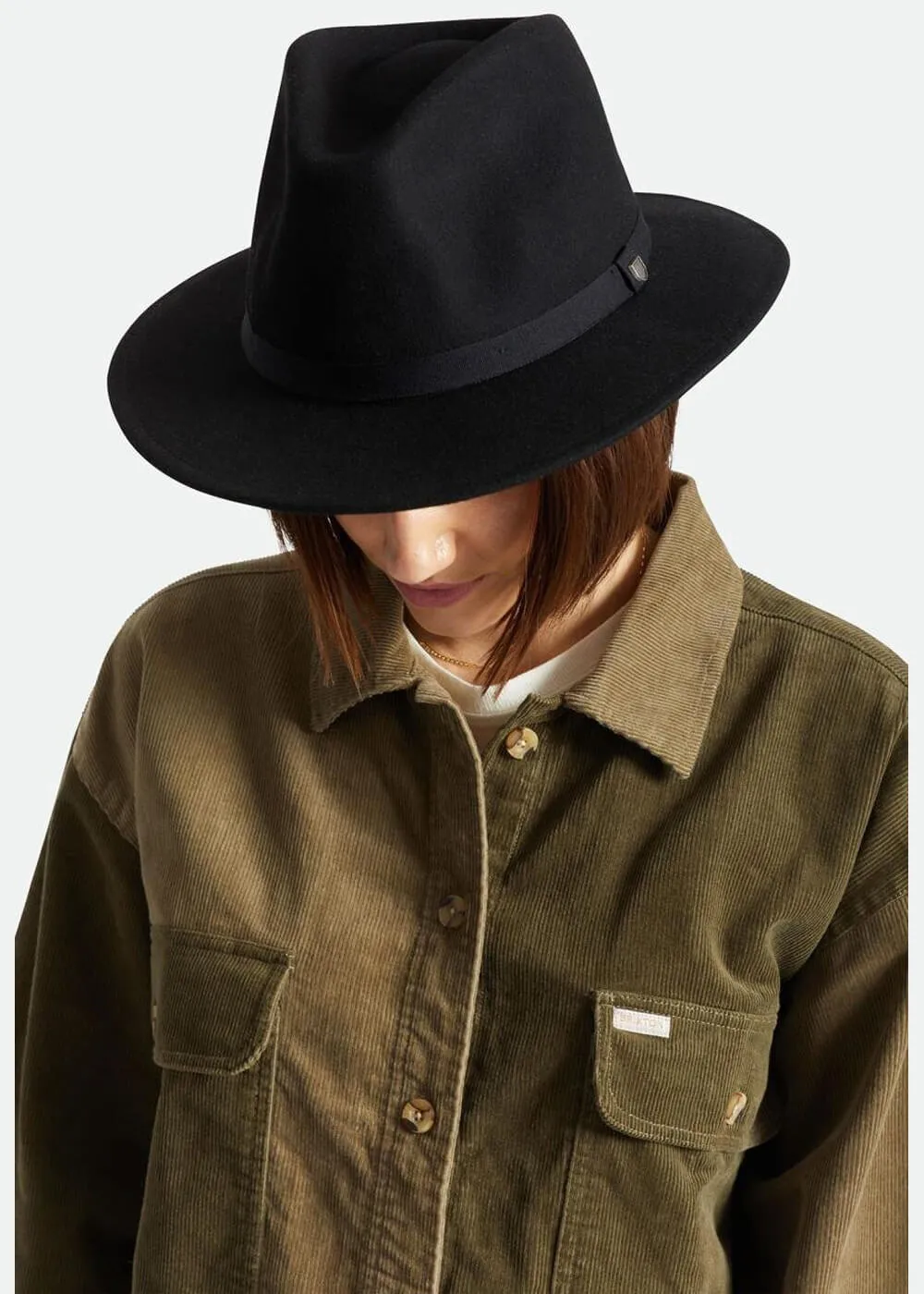 Brixton Messer Packable Fedora Hoed Zwart