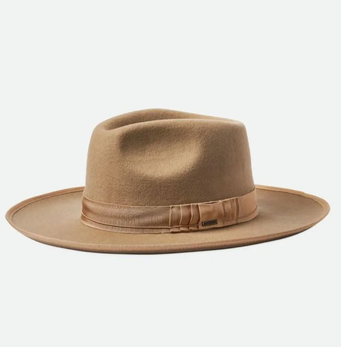 Brixton - Reno Fedora - Wool Felt - 2 Colours: Moss - S or Sand - XS
