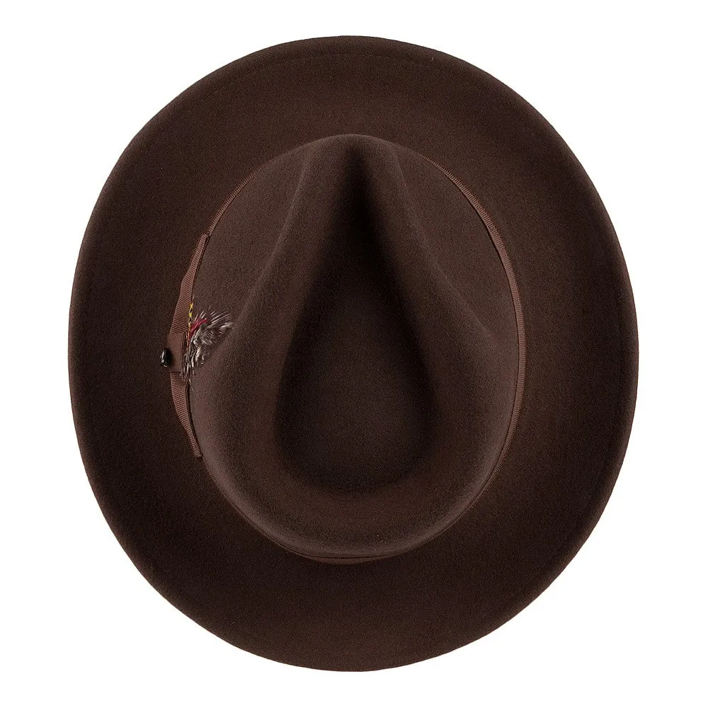 Crushable C-Crown Wool Felt Fedora Hat - Brown