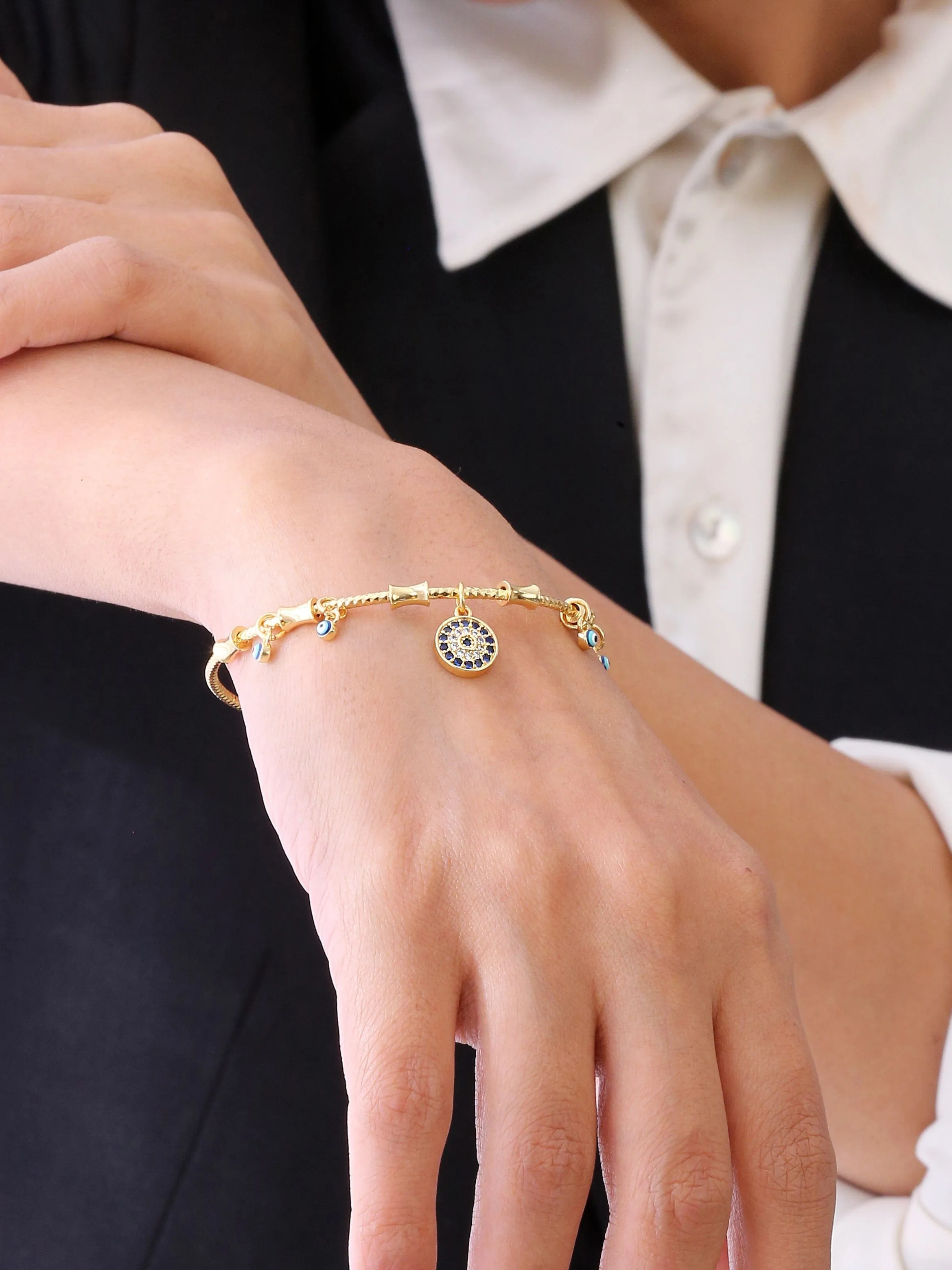 Daena Evil Eye Charm Bangle