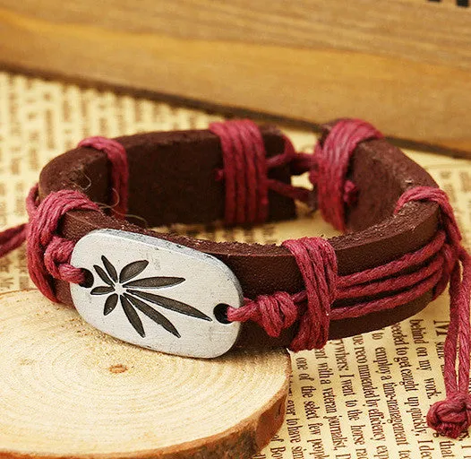 Dank Master Weed Leaf Leather Bracelet