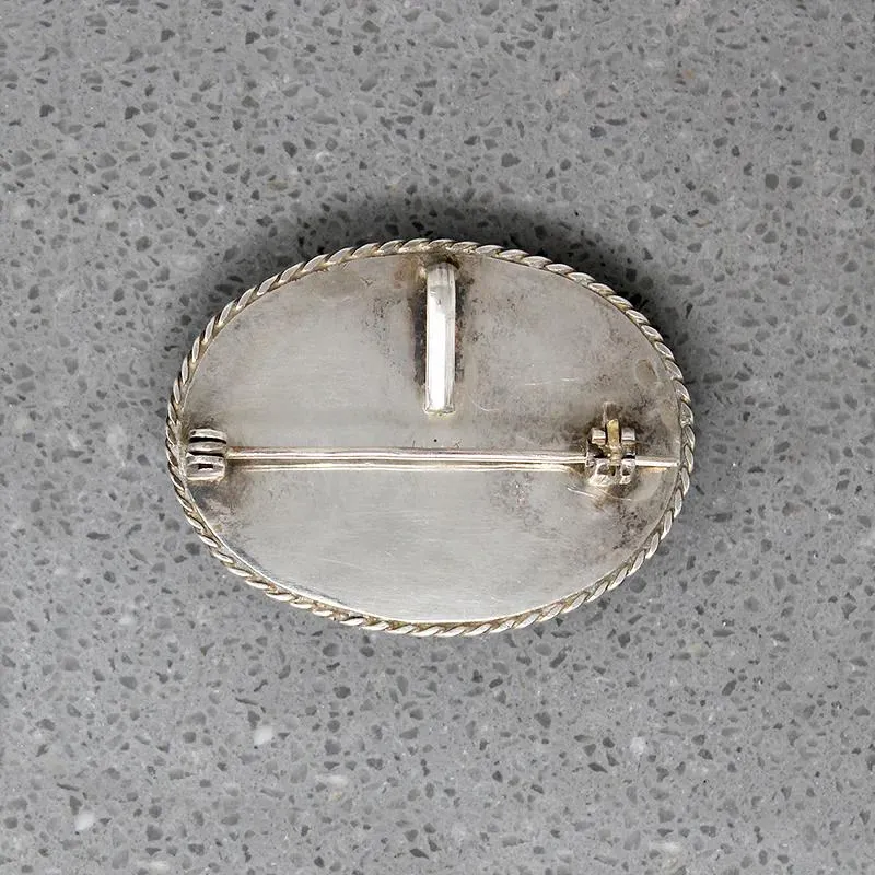 Dramatic Lapis Lazuli Brooch in 950 Silver