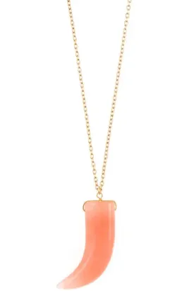 Elongated single horn pendant necklace