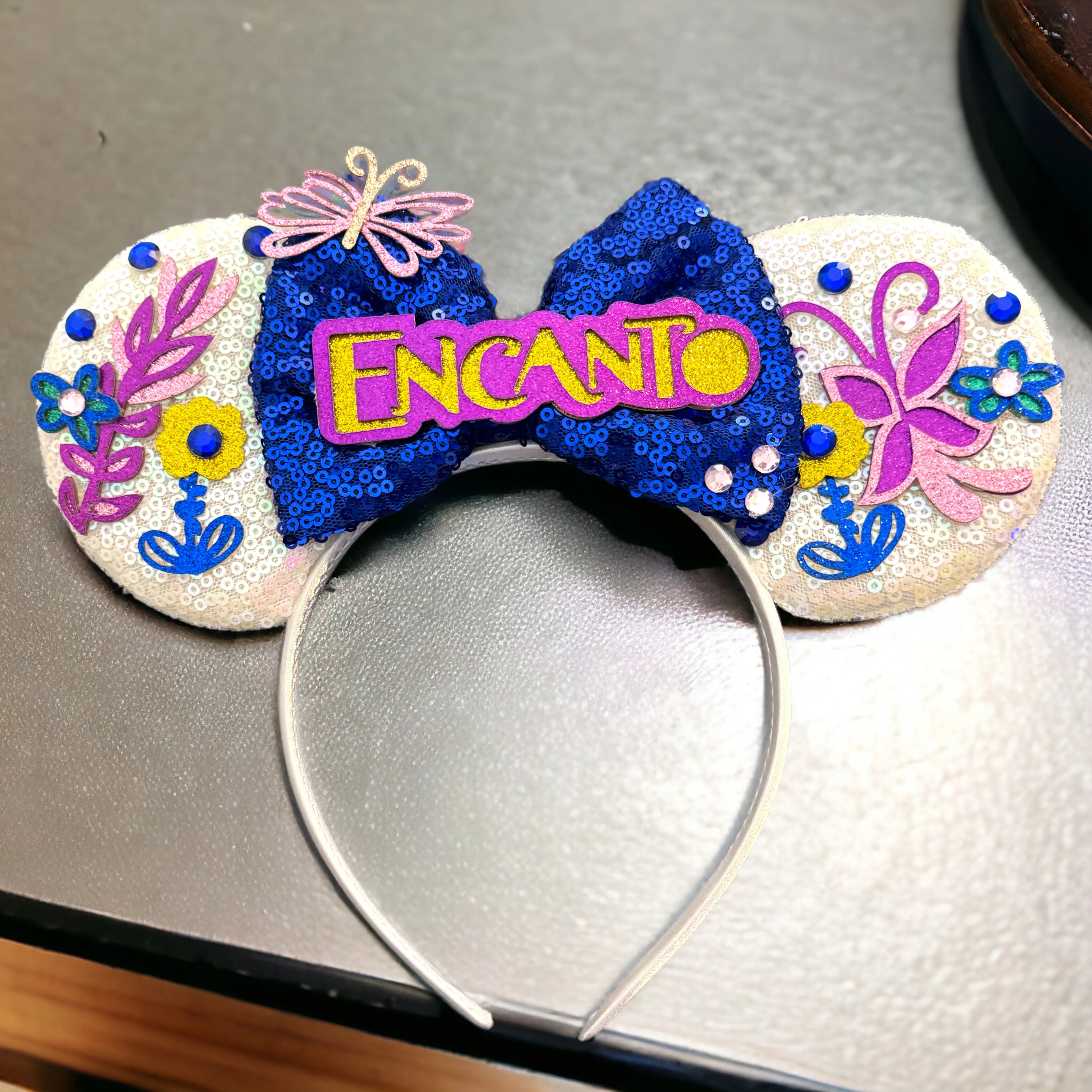 Encanto Inspired Mouse Ears Headband with Sequin Bow – Brand New!