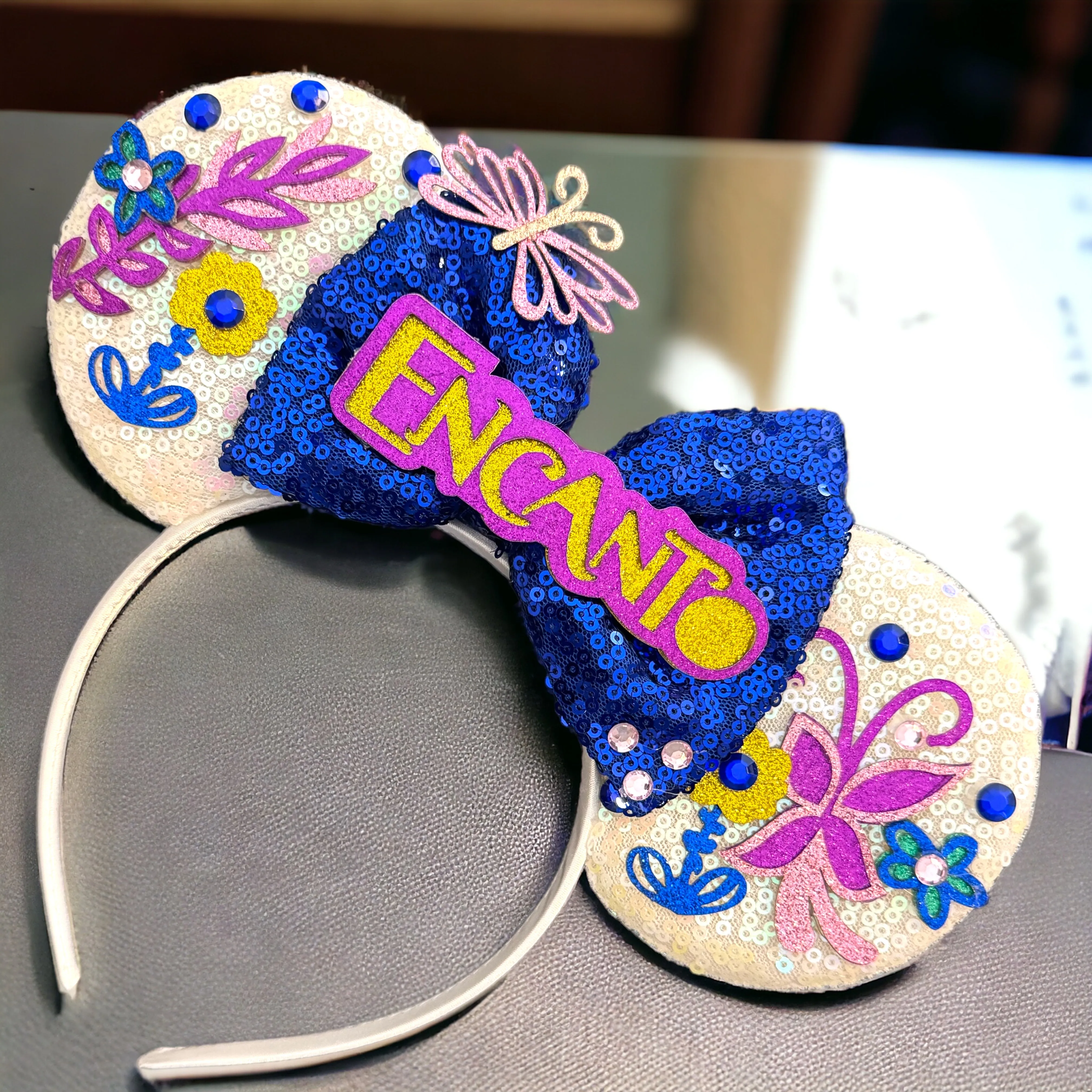 Encanto Inspired Mouse Ears Headband with Sequin Bow – Brand New!