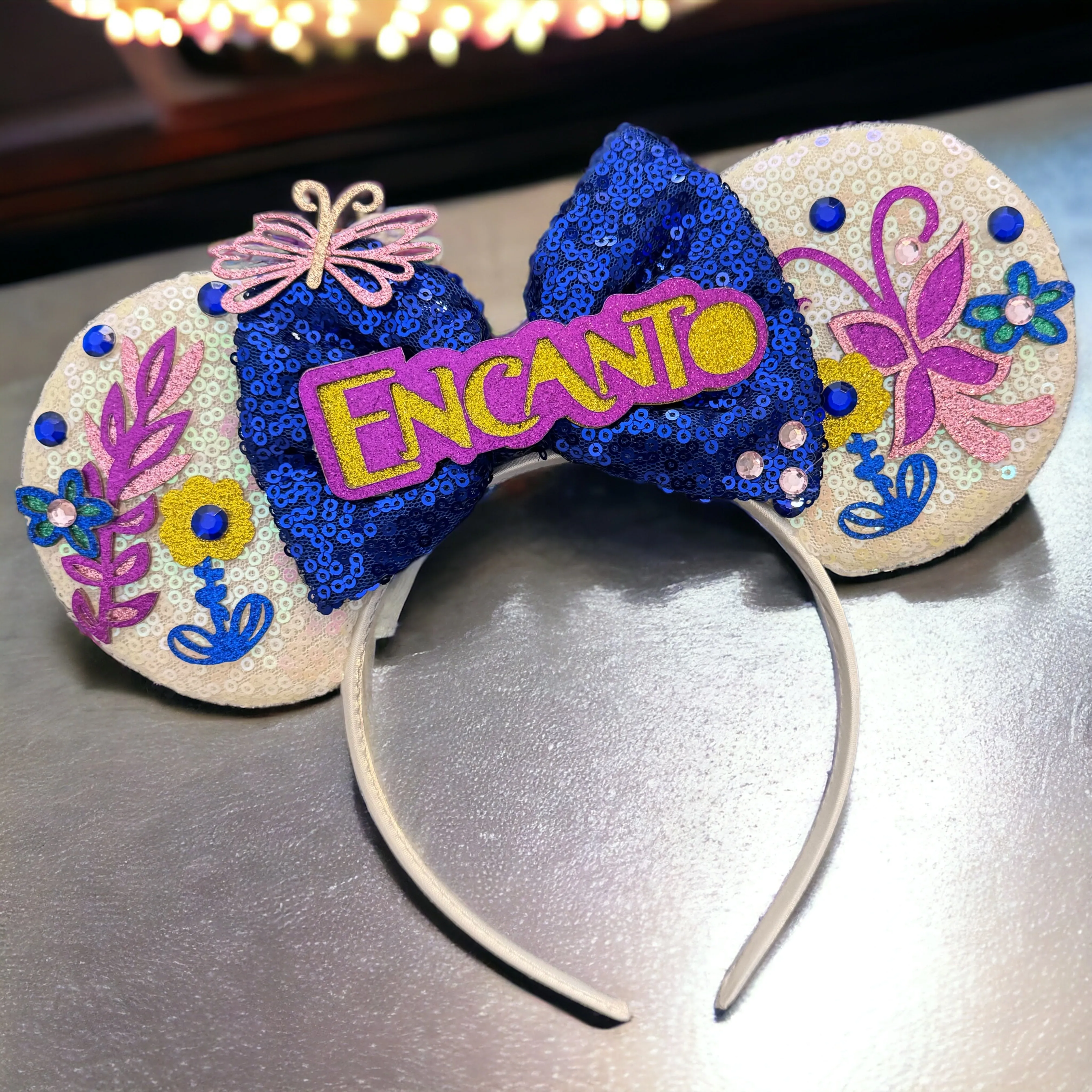 Encanto Inspired Mouse Ears Headband with Sequin Bow – Brand New!