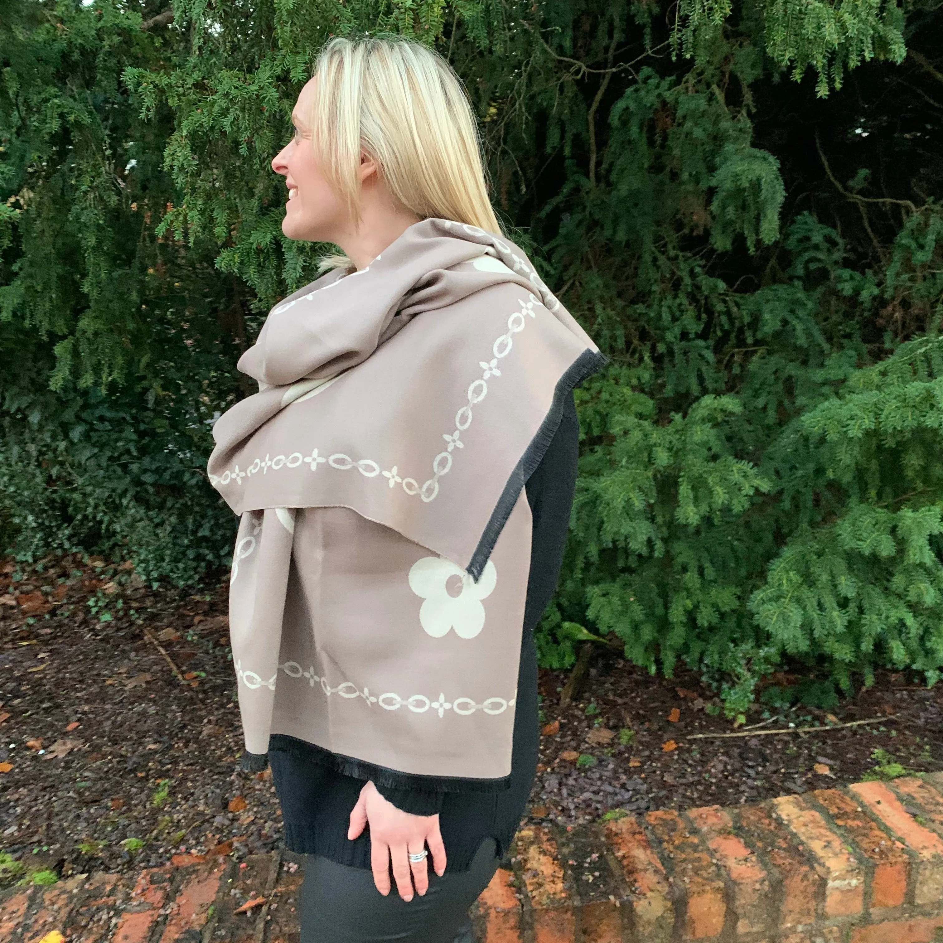 Flower & Star Reversible Scarf