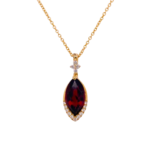 Garnet Marquise & Diamond Pendant