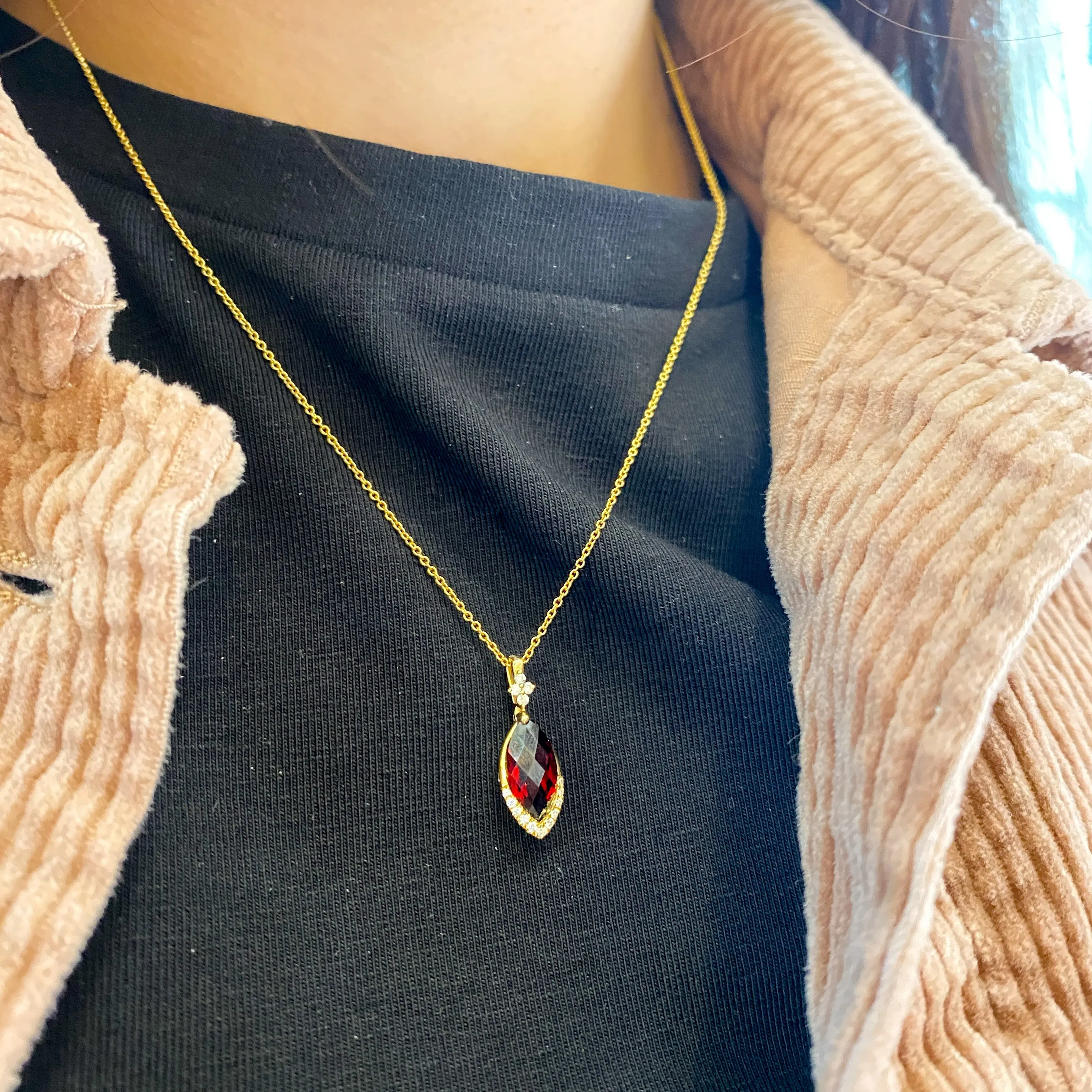 Garnet Marquise & Diamond Pendant