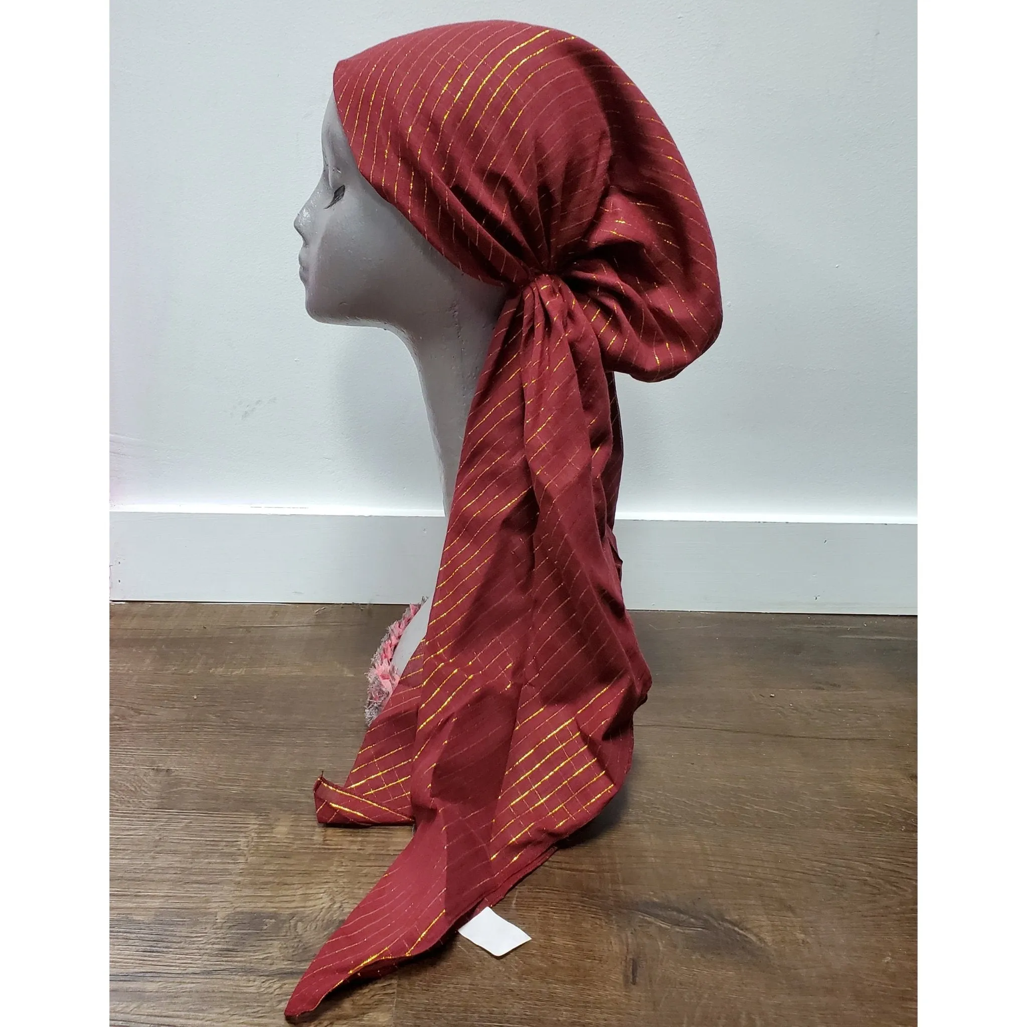 Gold Thread Classic Open Back Pretied Israeli Thicker Cotton Lurex Tichel
