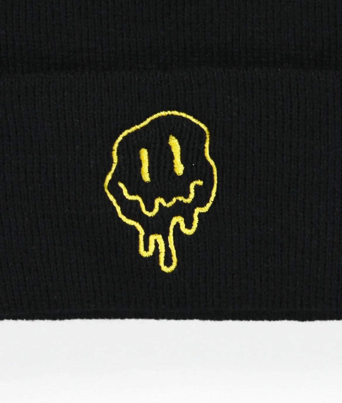 Happy Face Drip Embroidered Beanie
