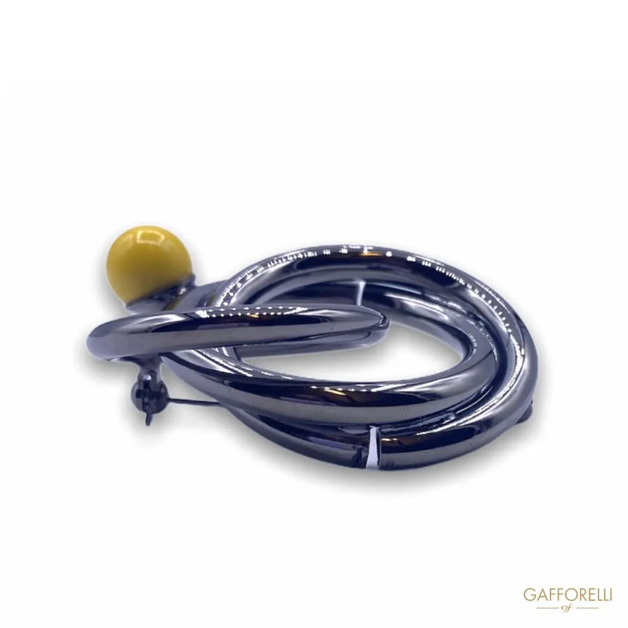 Irregular Metal Brooch with Yellow Detail E273 - Gafforelli Srl