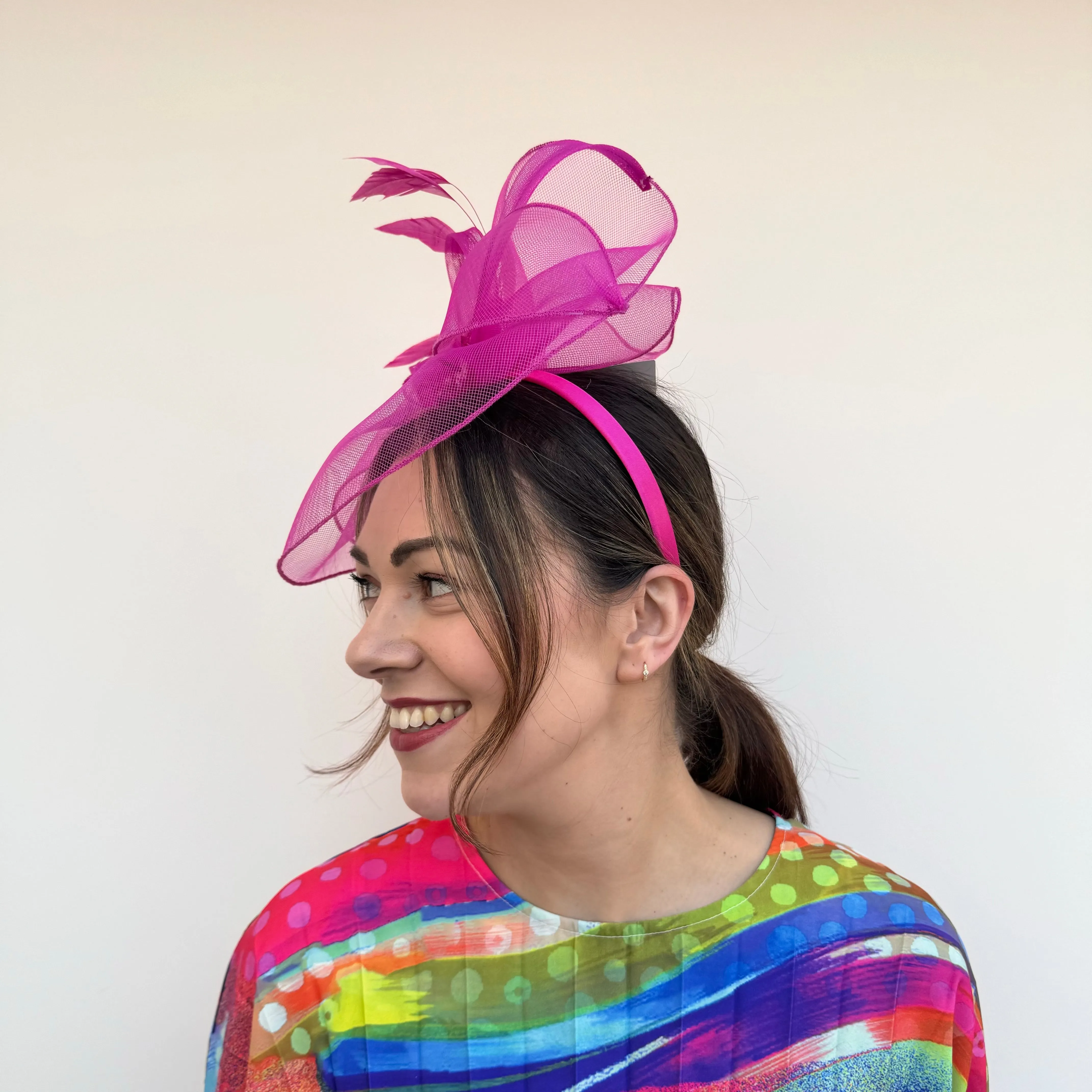 J Bees JB24/37 Net Bow Hatinator in Pinks