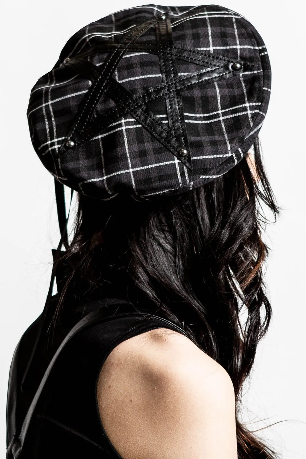 Killstar Dark Fate Beret in Ash Tartan