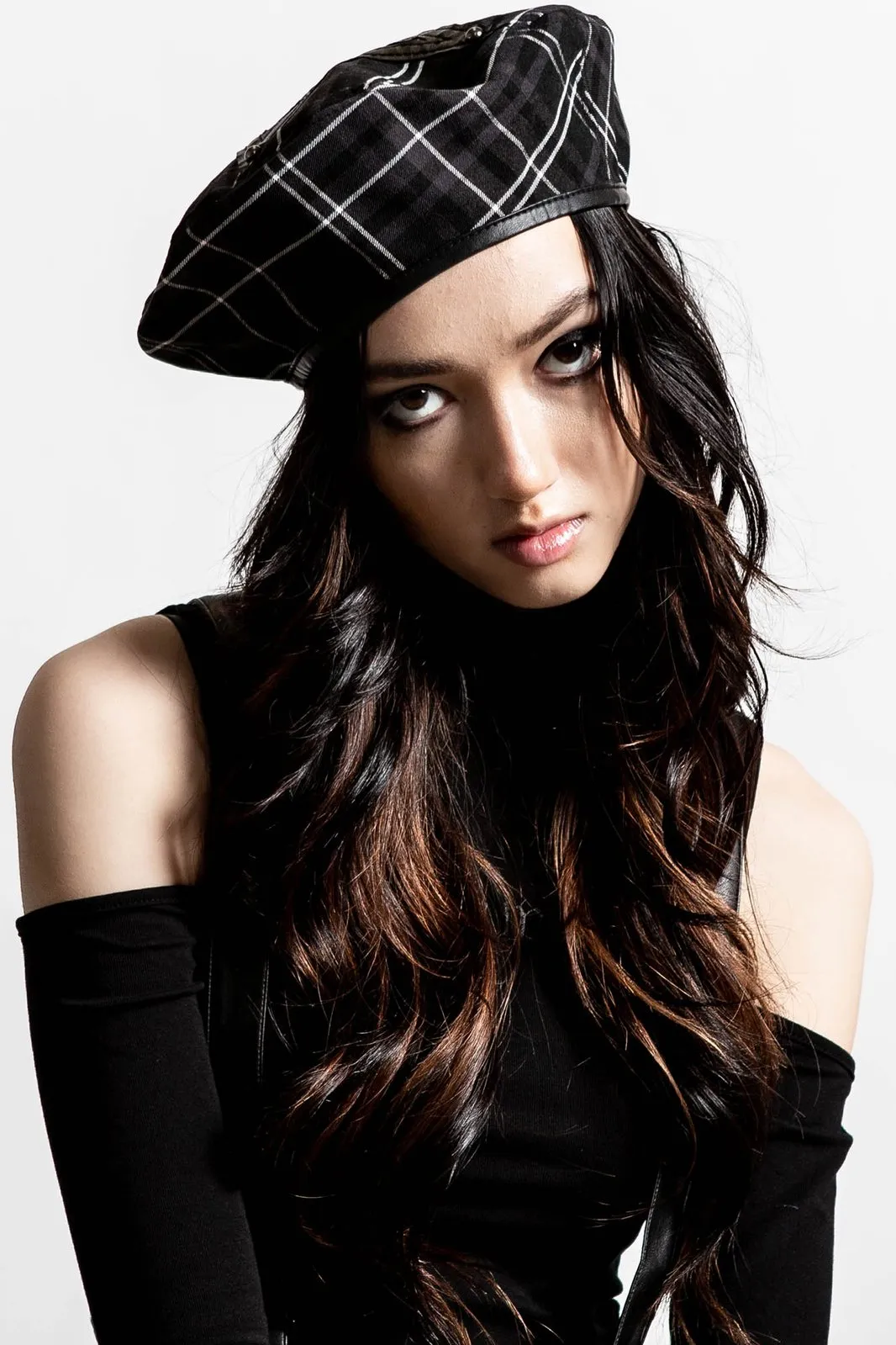 Killstar Dark Fate Beret in Ash Tartan