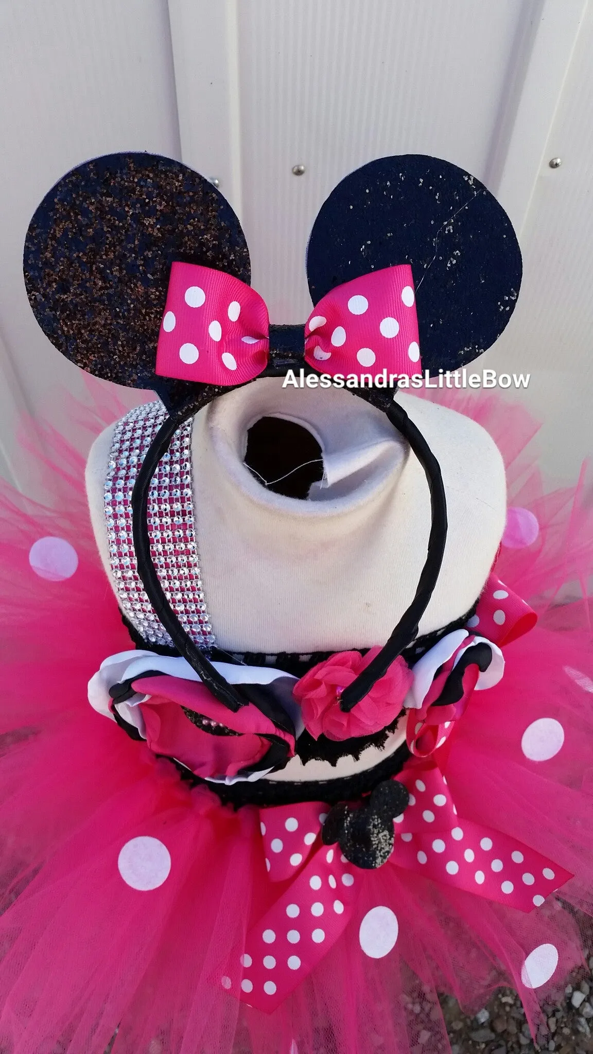 Let's Party Minnie mouse pink cake smash outfit
