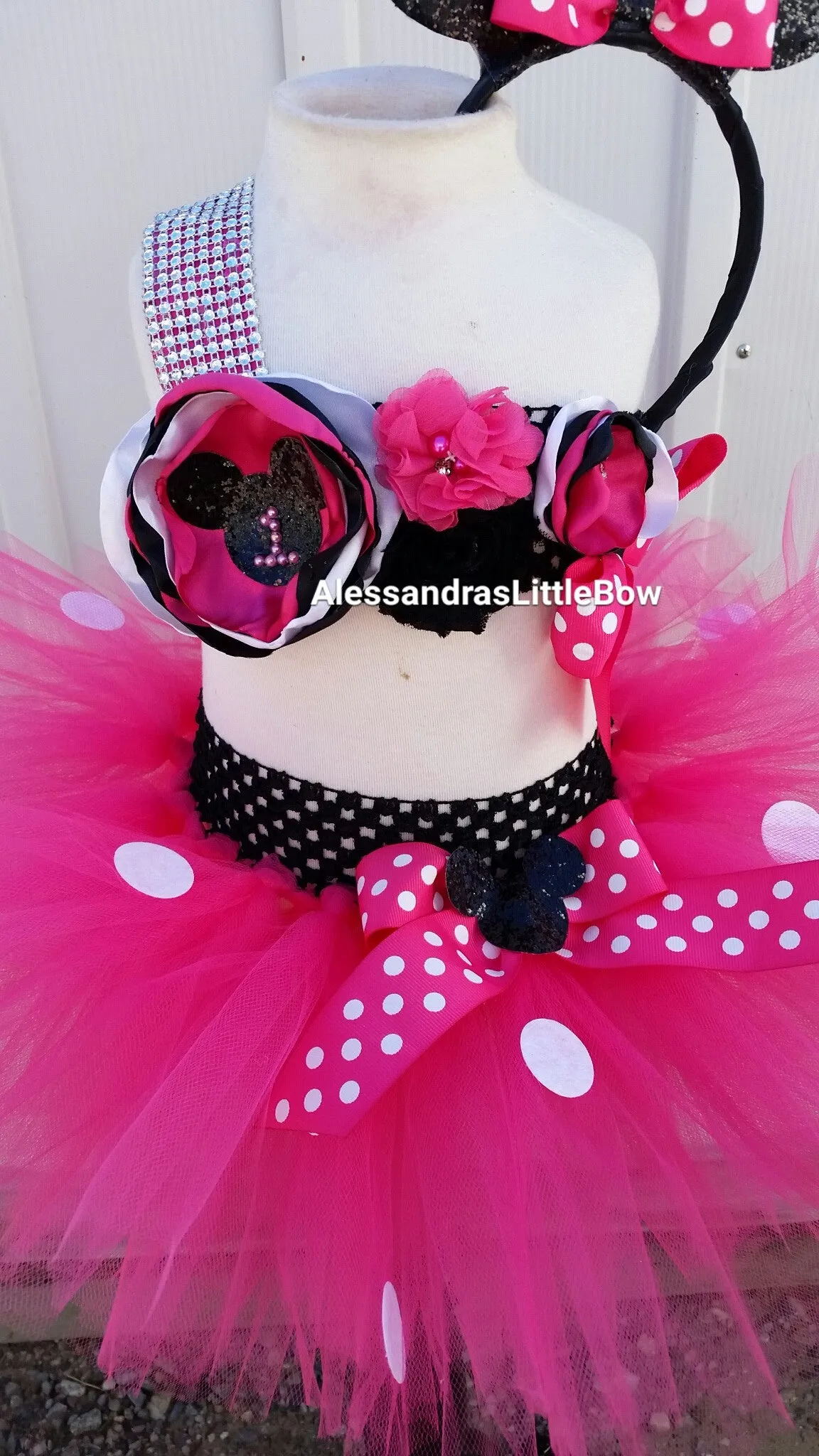 Let's Party Minnie mouse pink cake smash outfit