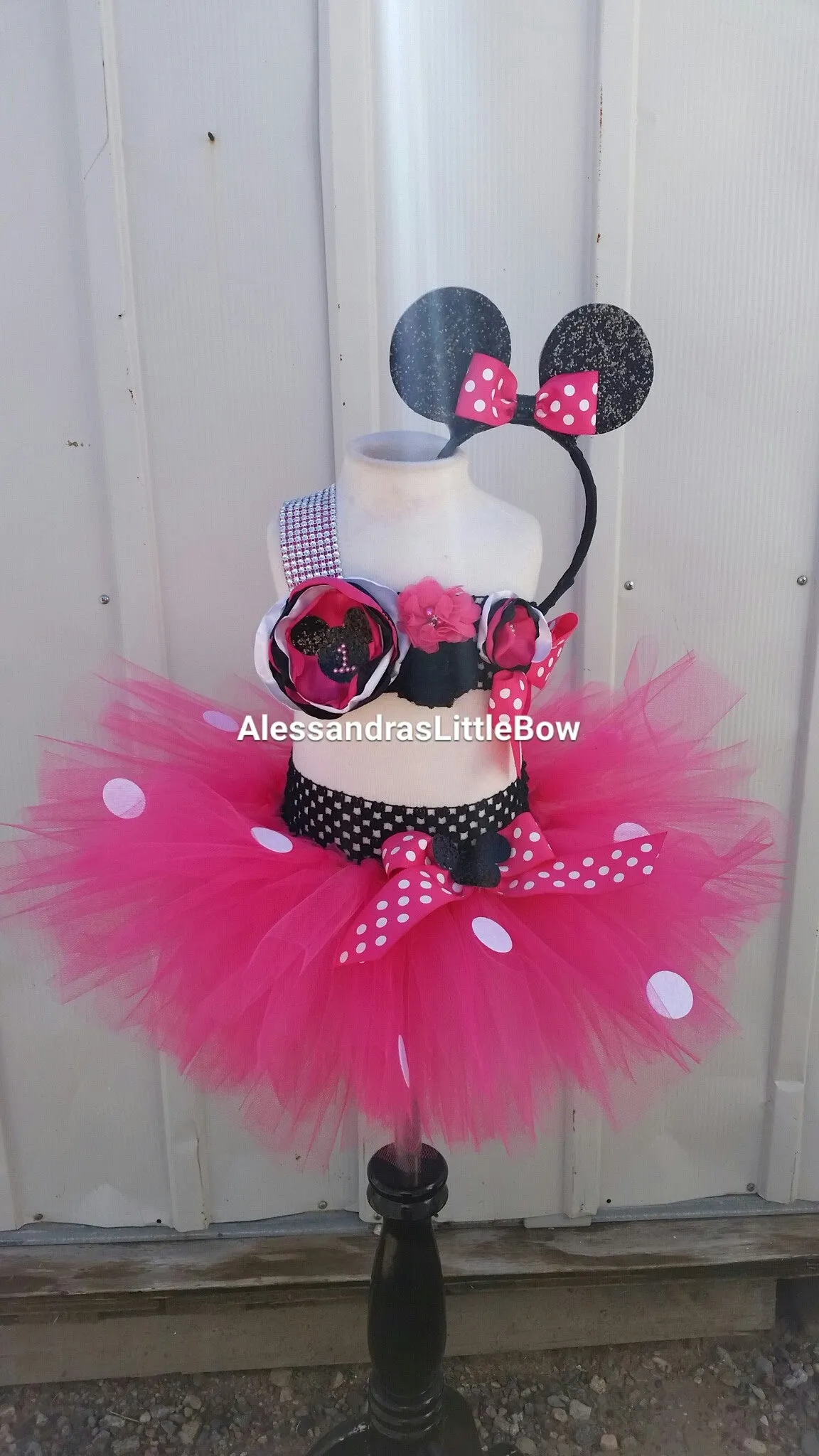 Let's Party Minnie mouse pink cake smash outfit