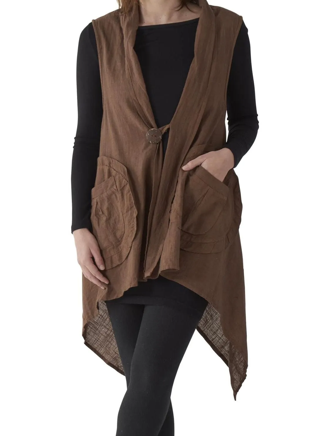 Linen Vest with Button Fashion