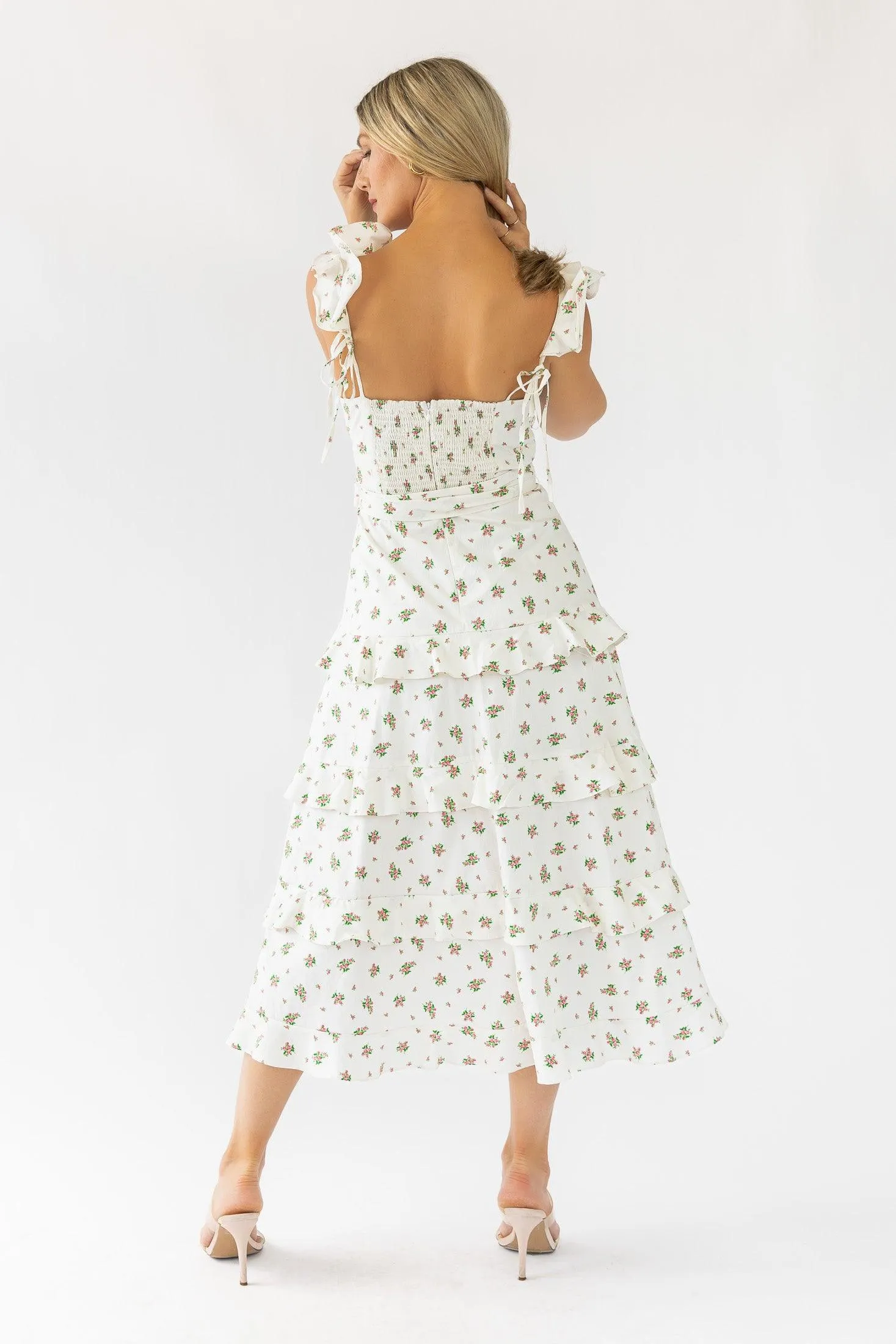 Luciana Cream Floral Midi Dress - Final Sale