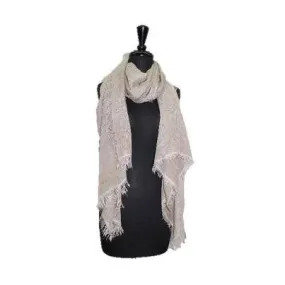Lurex Faryed Edged Scarf - Taupe