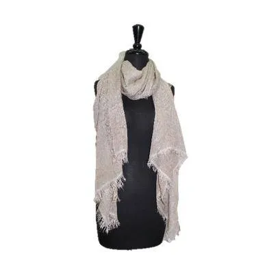 Lurex Faryed Edged Scarf - Taupe