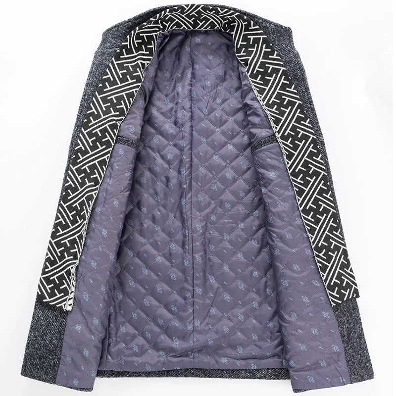 Men's Classic Detachable Scarf Wool Coat