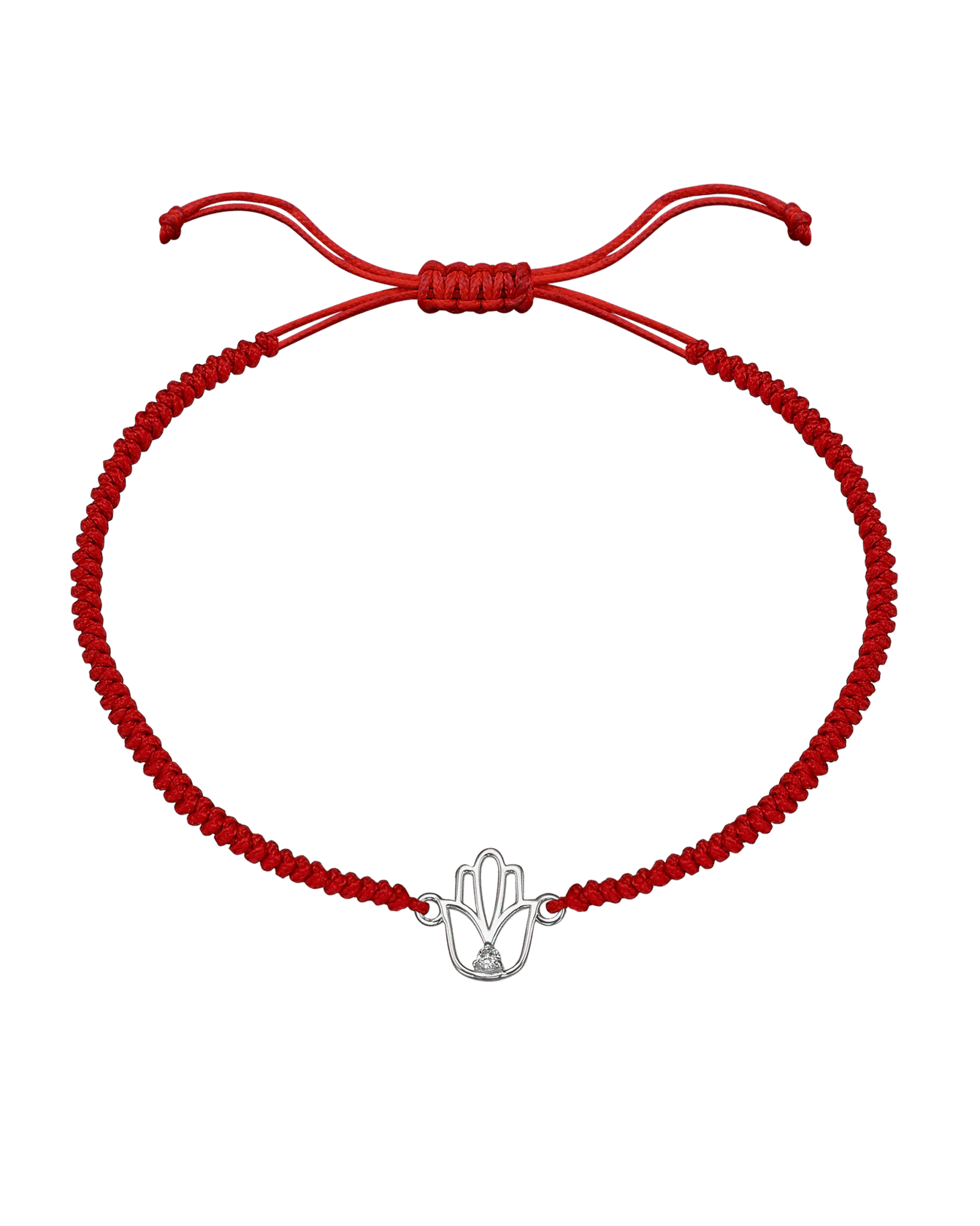 Outlined Hamsa [RED] - 14K White Gold