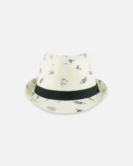 Printed Straw Hat Beach Print