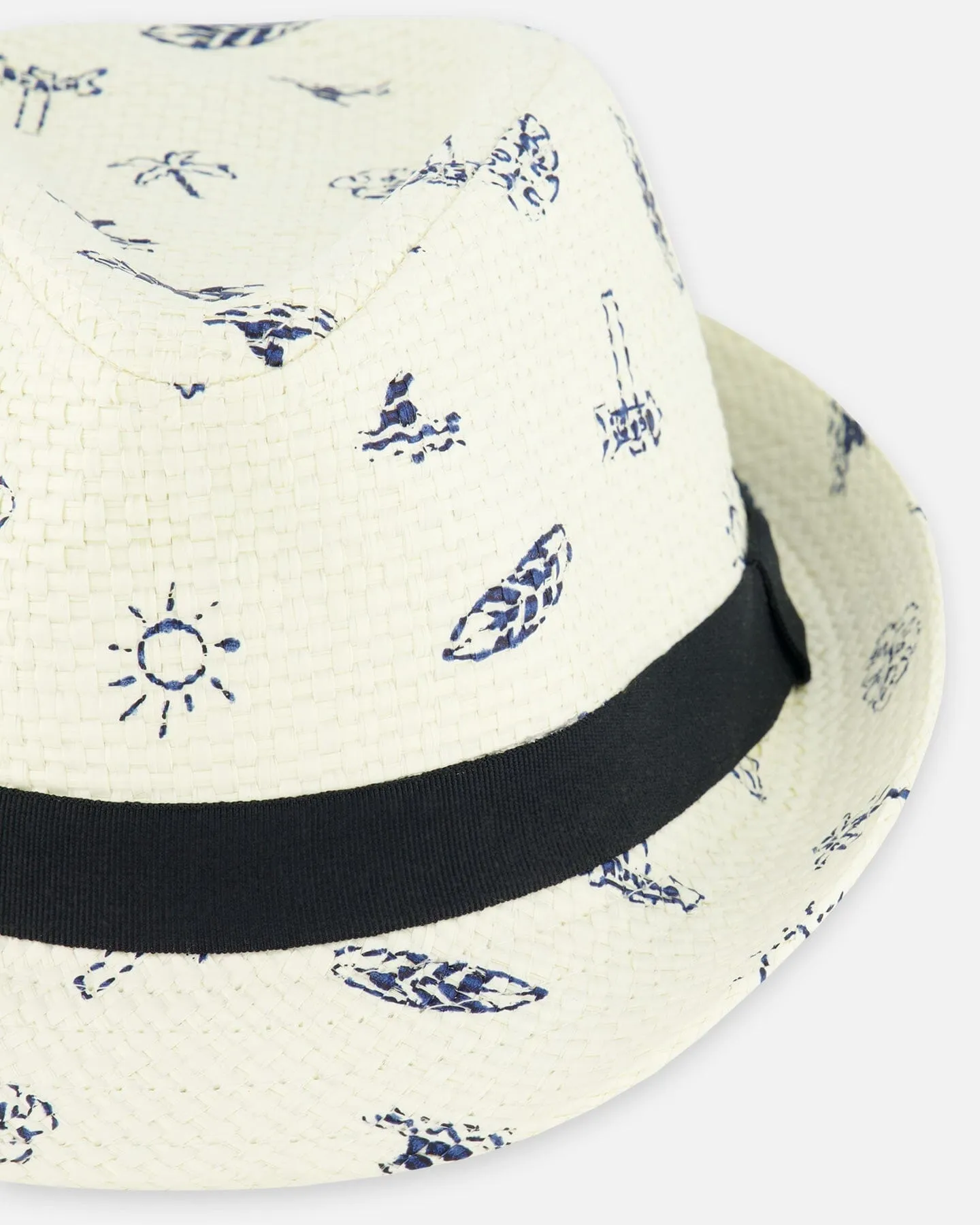 Printed Straw Hat Beach Print