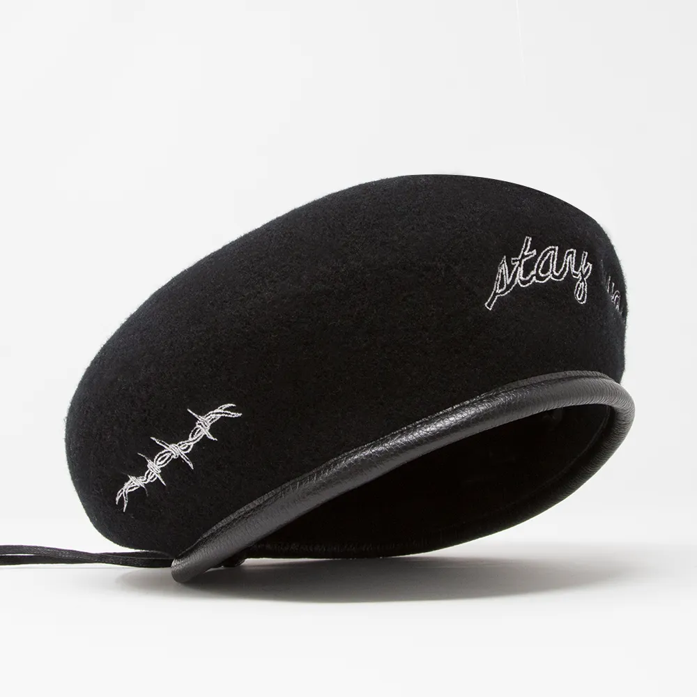 "STAY AWAY" BERET (BLACK)
