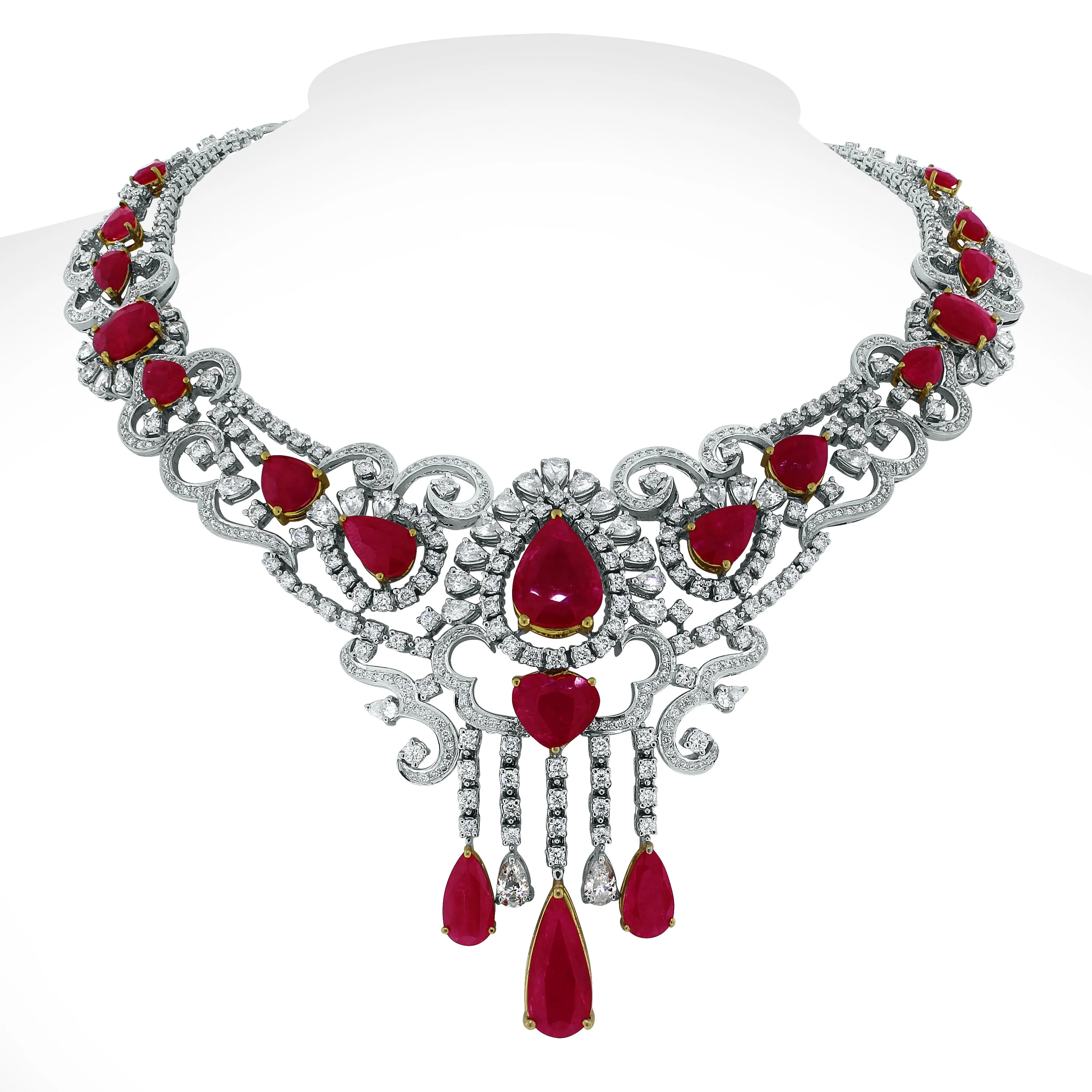 Regalia Ruby & Diamond Suite (82.05 ct Diamonds & Rubies) in White Gold