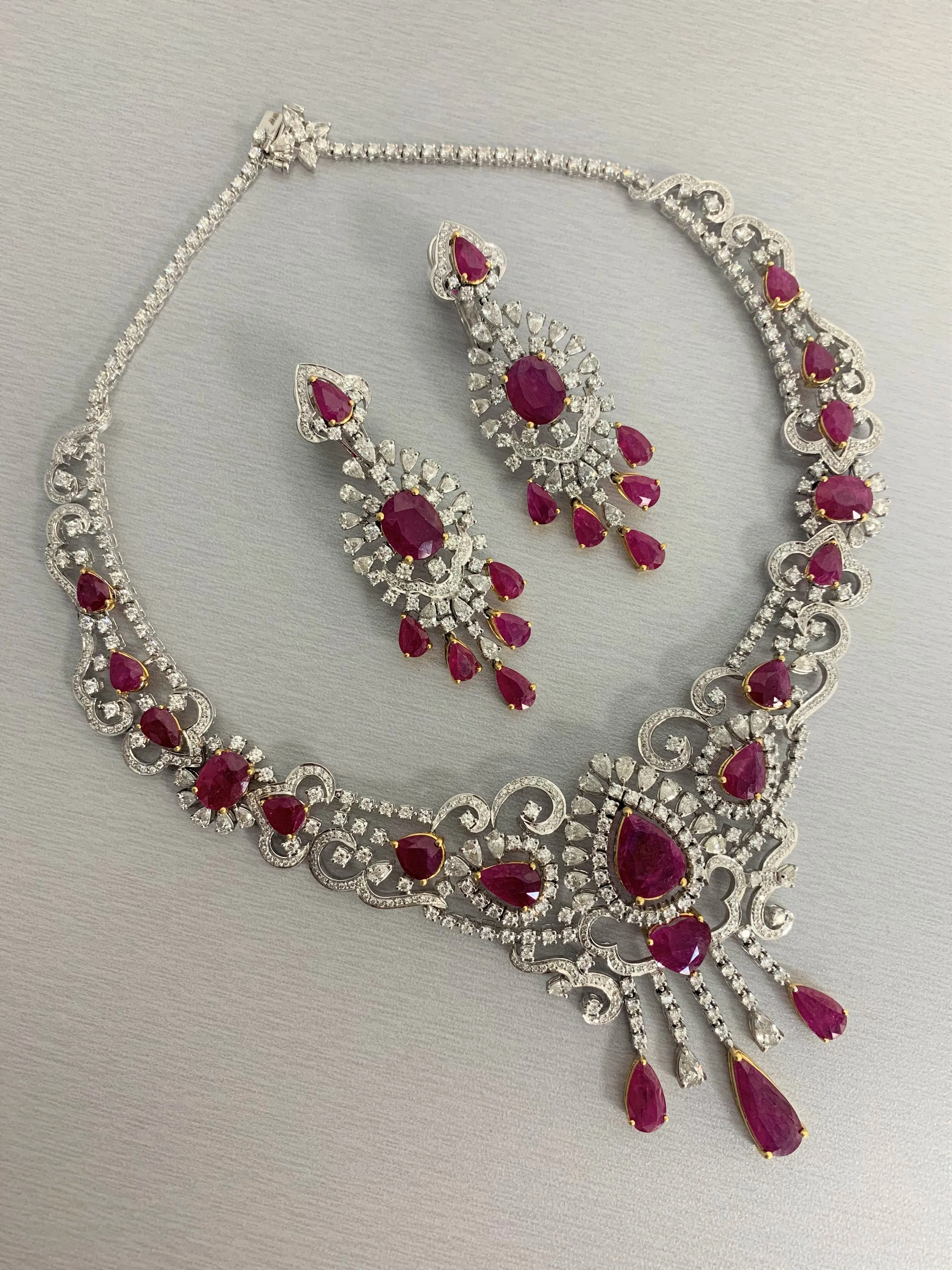 Regalia Ruby & Diamond Suite (82.05 ct Diamonds & Rubies) in White Gold