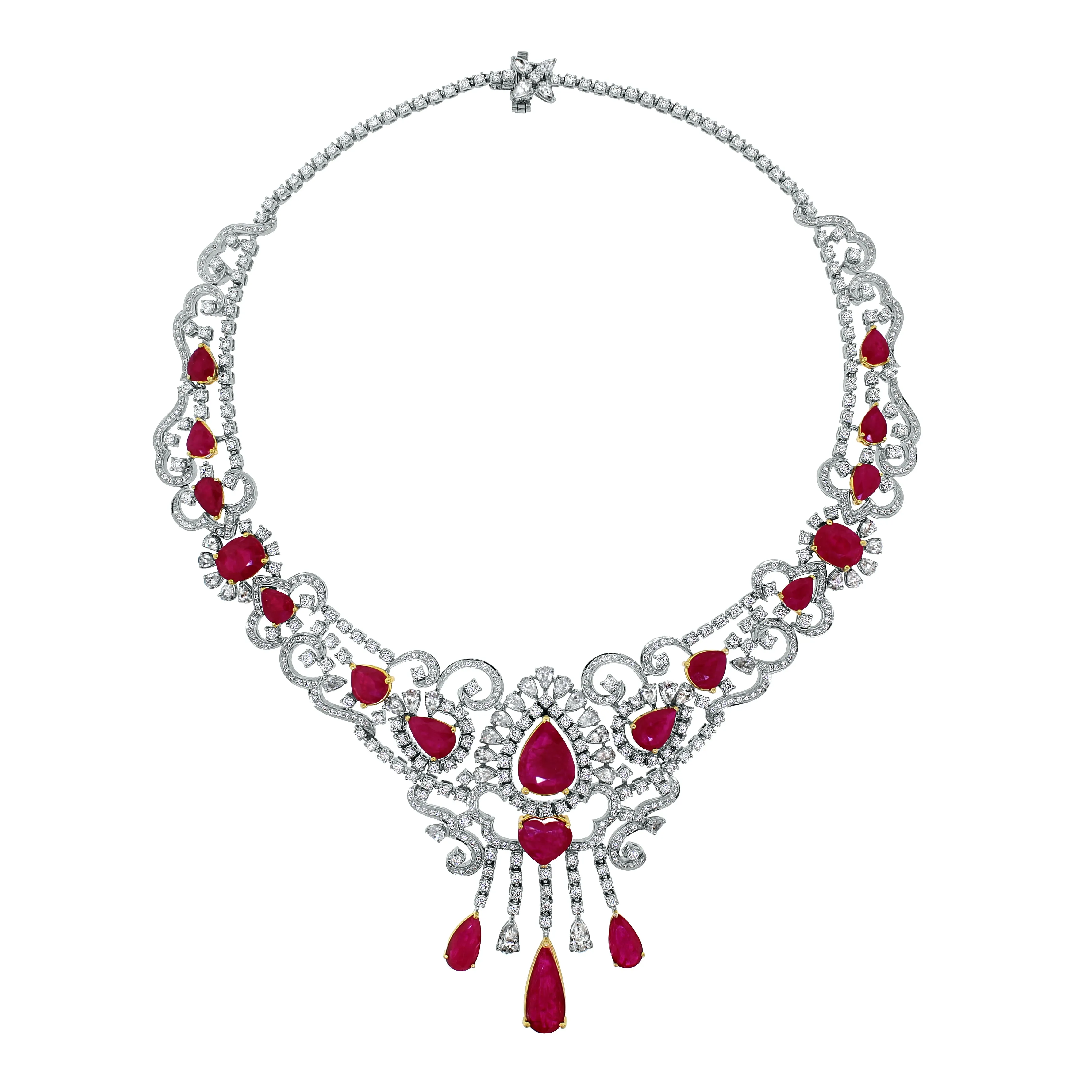 Regalia Ruby & Diamond Suite (82.05 ct Diamonds & Rubies) in White Gold