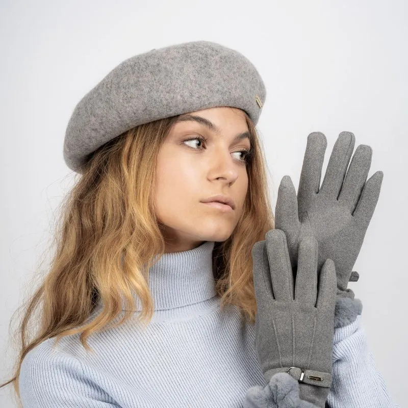 Regina Adjustable Wool Beret - Fog Grey
