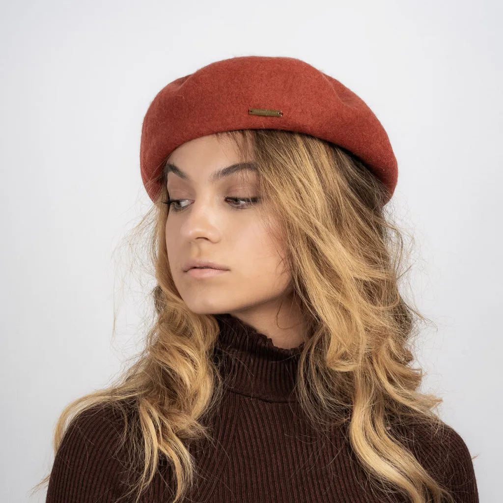 Regina Adjustable Wool Beret - Rust