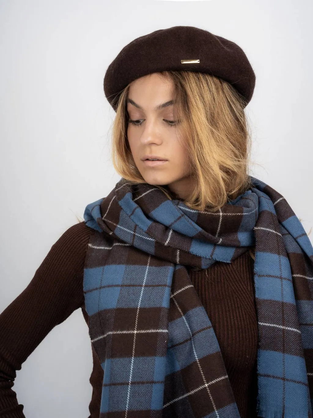 Regina Beret & Oversized Scarf Set - Chocolate