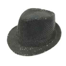 Sequin Fedora Hat - Black