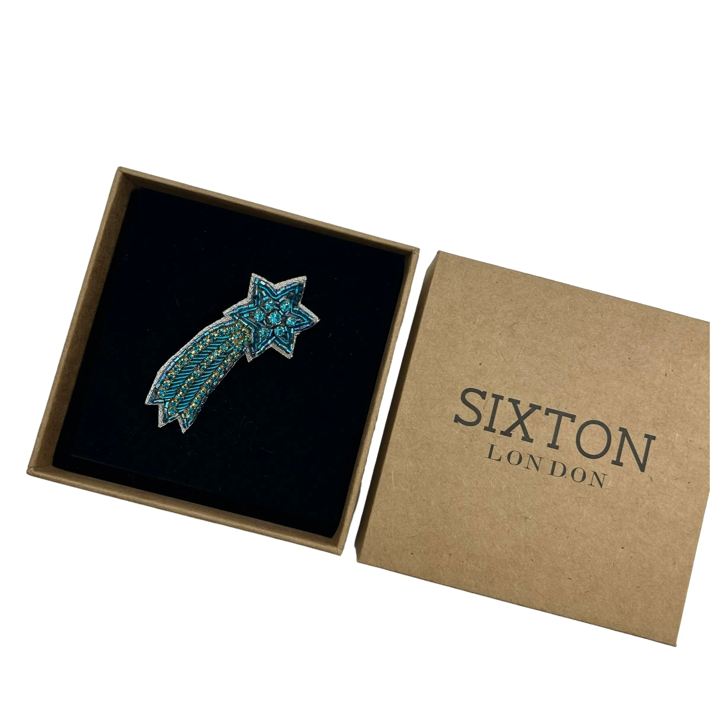 Shooting star pin blue