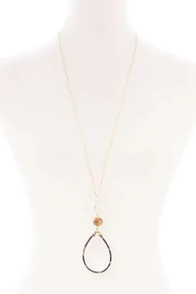 Teardrop Pendant Long Necklace