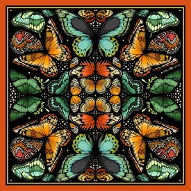 The Tropical Butterfly Silk Scarf - Burnt Orange | 65x65cm