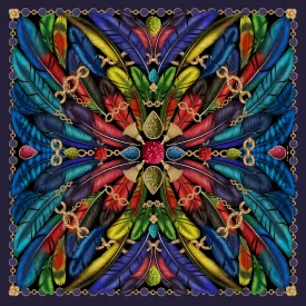The Tropical Feather Silk Scarf | 90x90cm [Preorder]